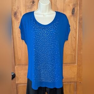 Apt. 9 Blue Embellished Short‎ Sleeve Top